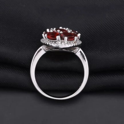 Vintage Red Garnet Oval Cut Ring in Sterling Silver - Image 3