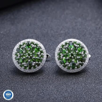 Vintage Chrome Diopside Marquise Cut Clip Earrings in Sterling Silver - Image 4