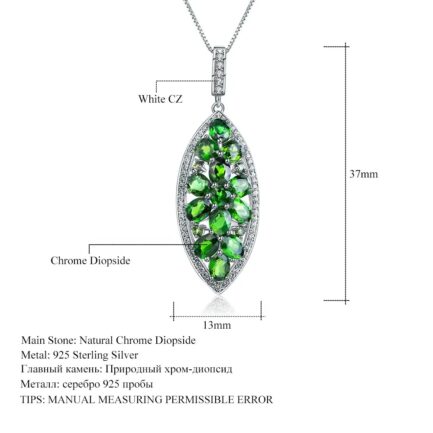 Vintage Chrome Diopside Oval Cut Pendant Necklace in Sterling Silver - Image 5