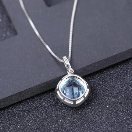 10mm Vintage Topaz Cushion Cut Pendants Necklace in Sterling Silver - Image 4