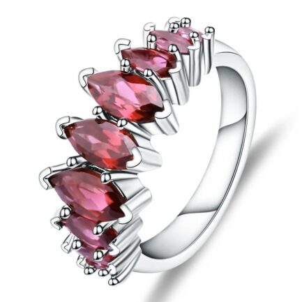 8mm Vintage Red Garnet Marquise Cut Ring in Sterling Silver