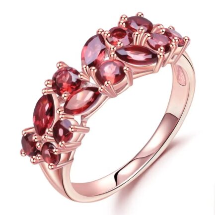 Vintage Red Garnet Marquise Cut Ring in Sterling Silver