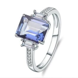 9mm Vintage Quartz Emerald Cut Ring in Sterling Silver