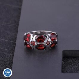 7mm Vintage Red Garnet Oval Cut Ring in Sterling Silver