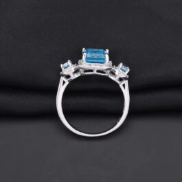 9mm Vintage Topaz Emerald Cut Ring in Sterling Silver