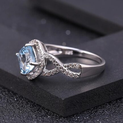 7mm Vintage Topaz Cushion Cut Ring in Sterling Silver - Image 3