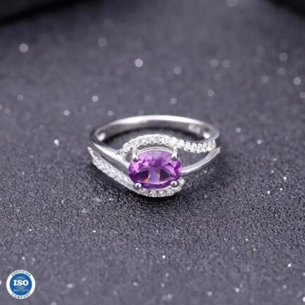 8mm Vintage Amethyst Oval Cut Ring in Sterling Silver - Image 3