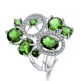 7mm Vintage Chrome Diopside Oval Cut Ring in Sterling Silver