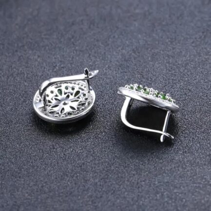 Vintage Chrome Diopside Marquise Cut Clip Earrings in Sterling Silver - Image 3