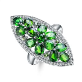 5mm Vintage Chrome Diopside Oval Cut Ring in Sterling Silver