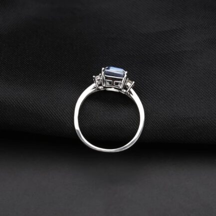 9mm Vintage Quartz Emerald Cut Ring in Sterling Silver - Image 3