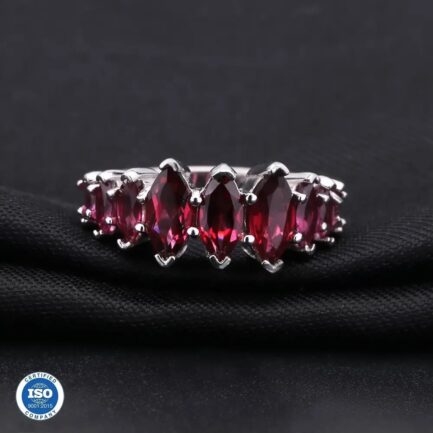 8mm Vintage Red Garnet Marquise Cut Ring in Sterling Silver - Image 4