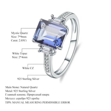 9mm Vintage Quartz Emerald Cut Ring in Sterling Silver - Image 5