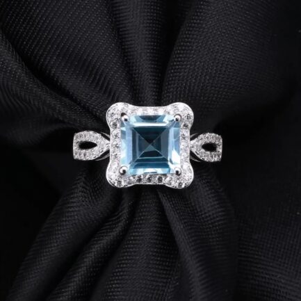 8mm Vintage Topaz Emerald Cut Ring in Sterling Silver - Image 3