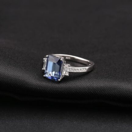 9mm Vintage Quartz Emerald Cut Ring in Sterling Silver - Image 4