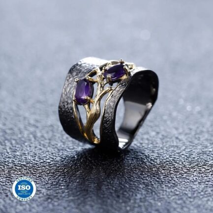 6mm Vintage Amethyst Oval Cut Ring in Sterling Silver - Image 4