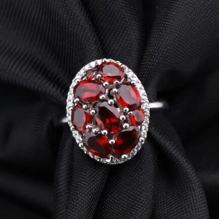 Vintage Red Garnet Oval Cut Ring in Sterling Silver - Image 4