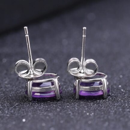 6mm Vintage Amethyst Oval Cut Stud Earrings in Sterling Silver - Image 4