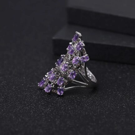 Vintage Royal Amethyst Oval Cut Ring in Sterling Silver - Image 3