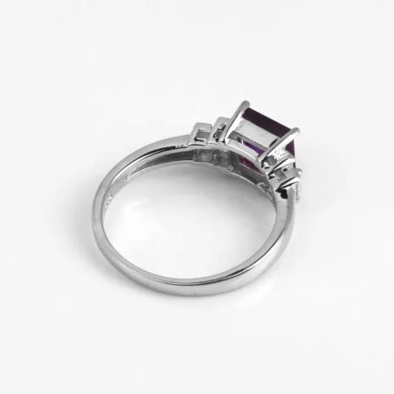 Vintage Amethyst Princess Cut Ring in Sterling Silver - Image 4