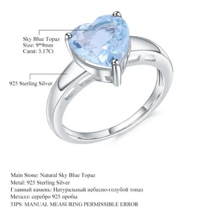 9mm Vintage Topaz Heart Cut Ring in Sterling Silver - Image 5