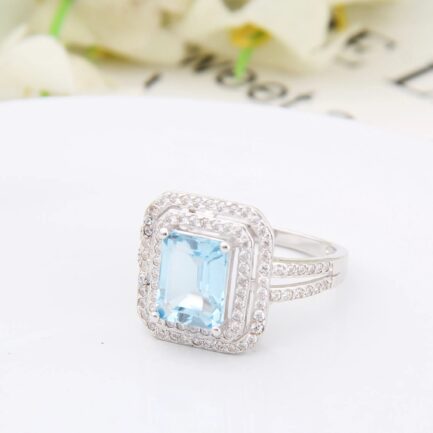 9mm Vintage Topaz Emerald Cut Ring in Sterling Silver - Image 4