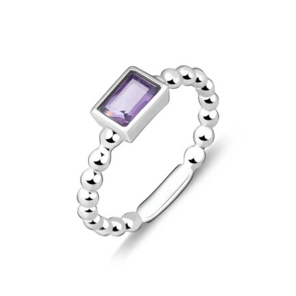 Vintage Amethyst Emerald Cut Ring in Sterling Silver