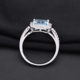 8mm Vintage Topaz Emerald Cut Ring in Sterling Silver