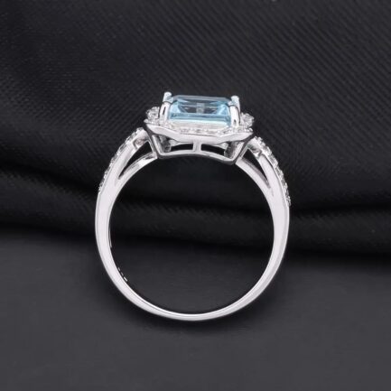 8mm Vintage Topaz Emerald Cut Ring in Sterling Silver - Image 2