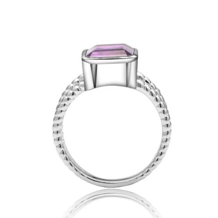 10mm Vintage Amethyst Emerald Cut Ring in Sterling Silver - Image 4