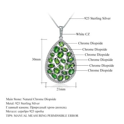 Vintage Chrome Diopside Oval Cut Pendant Necklace in Sterling Silver - Image 6