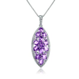 4mm Vintage Amethyst Oval Cut Pendant Necklace in Sterling Silver