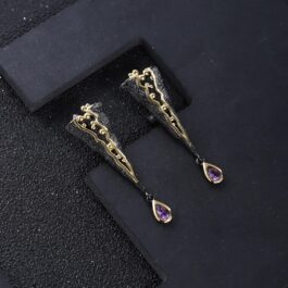 5mm Vintage Amethyst Pear Cut Drop Earrings in Sterling Silver