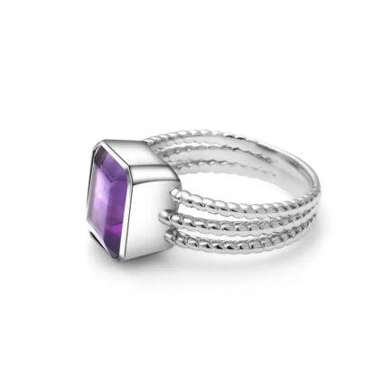 10mm Vintage Amethyst Emerald Cut Ring in Sterling Silver - Image 5