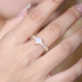 Vintage Moonstone Pear Cut Ring in Sterling Silver