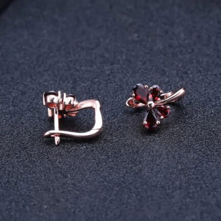 6mm Vintage Red Garnet Pear Cut Clip Earrings in Sterling Silver - Image 3