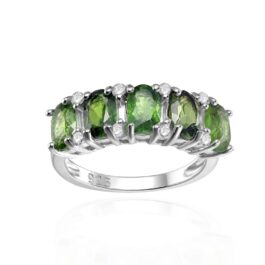 Vintage Chrome Diopside Oval Cut Ring in Sterling Silver