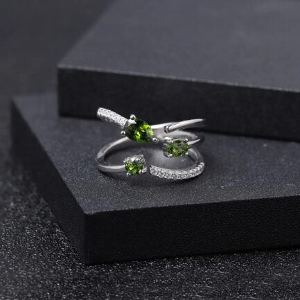 6mm Vintage Chrome Diopside Pear Cut Ring in Sterling Silver - Image 4