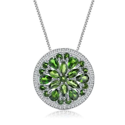 Vintage Chrome Diopside Marquise Cut Pendant Necklace in Sterling Silver