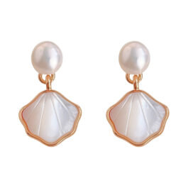 Victorian Vintage Freshwater Pearl and Shell Drop Earrings