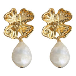 Victorian Baroque Freshwater Pearl Flower Drop Earrings Vintage Earrings