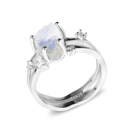 Vintage Moonstone Raw Crystal Ring in Sterling Silver - Image 9