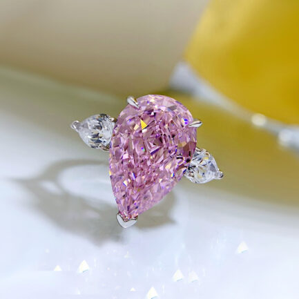 Pink Sapphire Pear Cut Three Stones Ring in Sterling Silver - Image 5