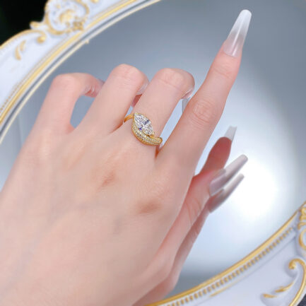 White Sapphire Marquise Cut Three Stones Ring in Sterling Silver - Image 5