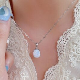 Oval Cut Opal Pendant Necklace For Women