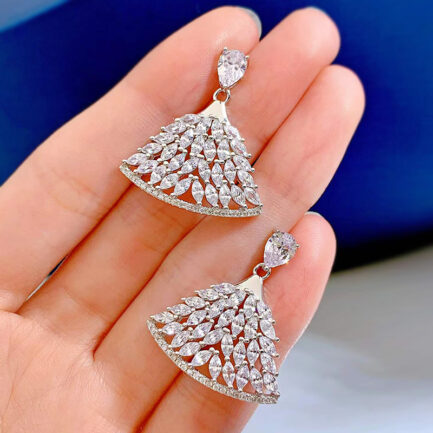 White Sapphire Pear Cut Drop Earrings in Sterling Silver - Image 3