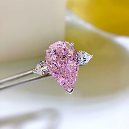 Pink Sapphire Pear Cut Three Stones Ring in Sterling Silver - Image 9