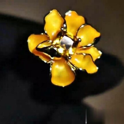 Citrine Cushion Cut Flower Ring in Sterling Silver