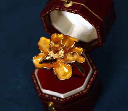 Citrine Cushion Cut Flower Ring in Sterling Silver - Image 5